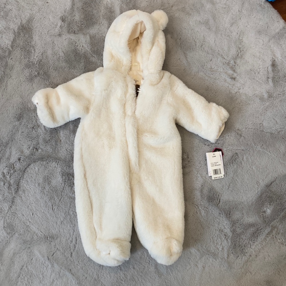 NWT ~ Jessica Simpson Baby Girls Faux Fur "SNOW WHITE" 3/6 month NEW